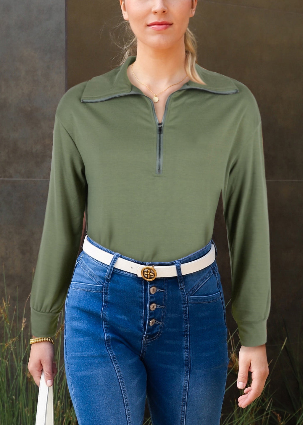 Zip Up Funnel Neck Sweater