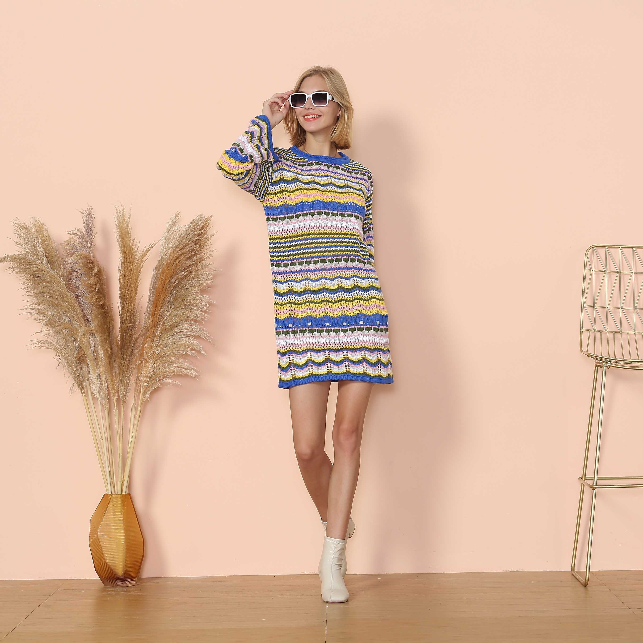 Vibrant Holiday Knit Sweater Dress