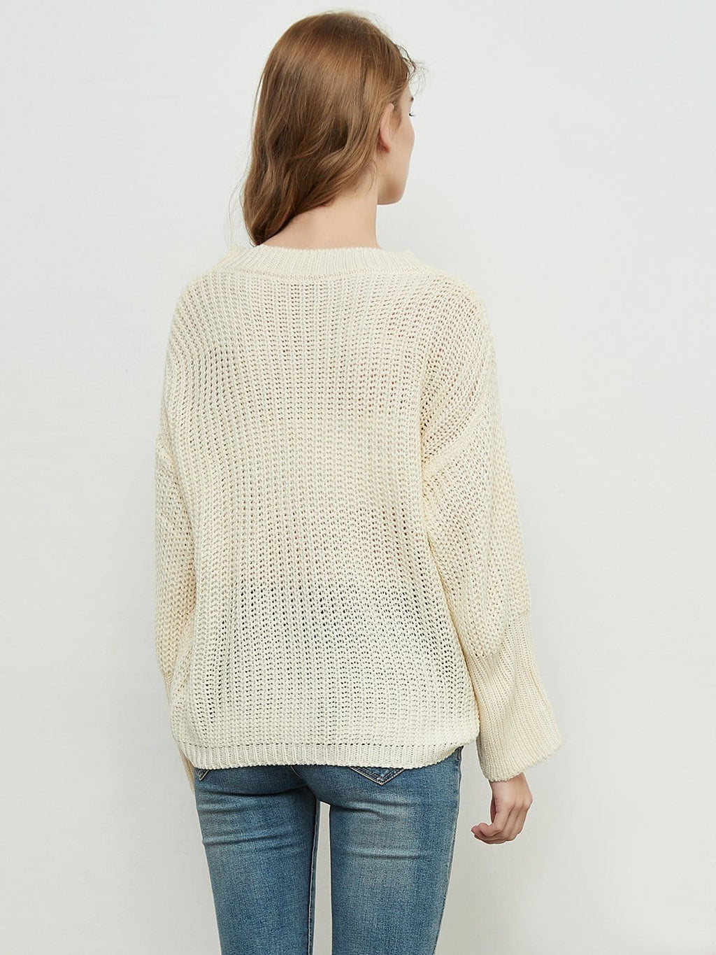 Knitted Turtleneck Sweater With Batwing Sleeves