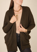 Waffle Knit Open Front Cardigan Sweater