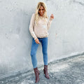 Star Print Distressed Hem Sweater