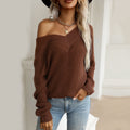 Wide V Neck Knit Sweater