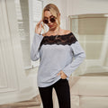 Lace Trim Off Shoulder Pullover