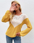 Lace Detail Waffle Knit Sweater