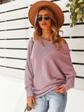 One Shoulder Textured Knit Sweater