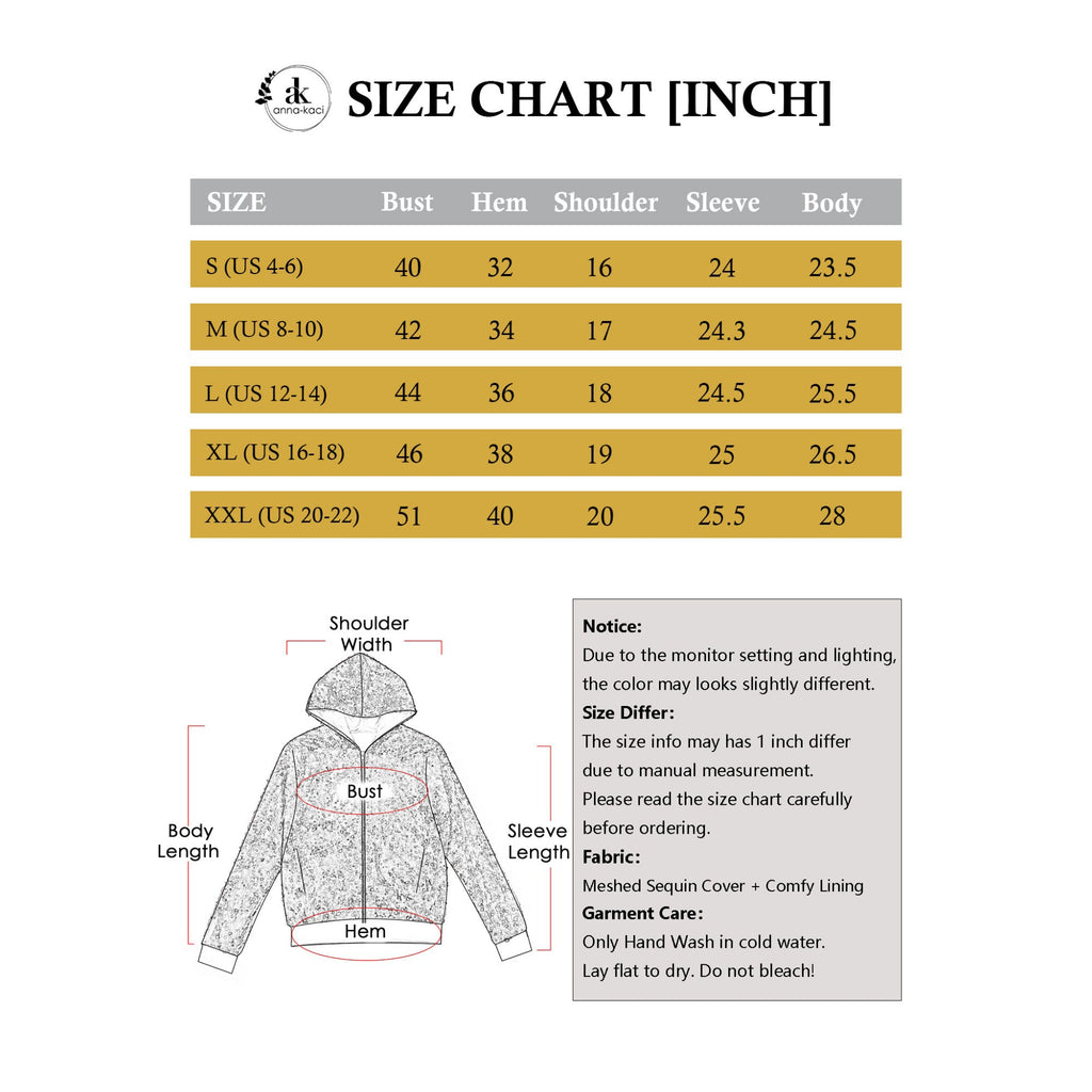 Zip-Up Hoodie Jacket with Allover Sequin Embellishments and Ribbed Trim