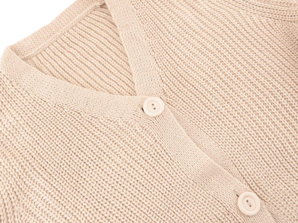 Women Lantern Sleeve Cardigan Button Down Open Front Knit Sweater Coat