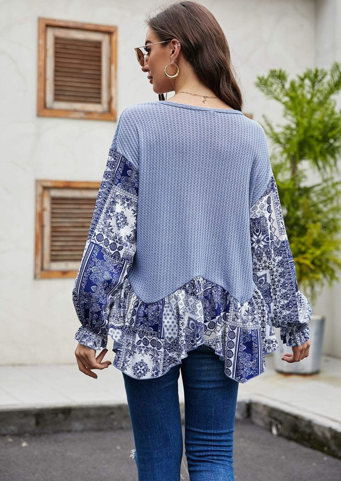 Two Tone Paisley Print Sweater