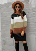 Color Block Striped Sweater Dress