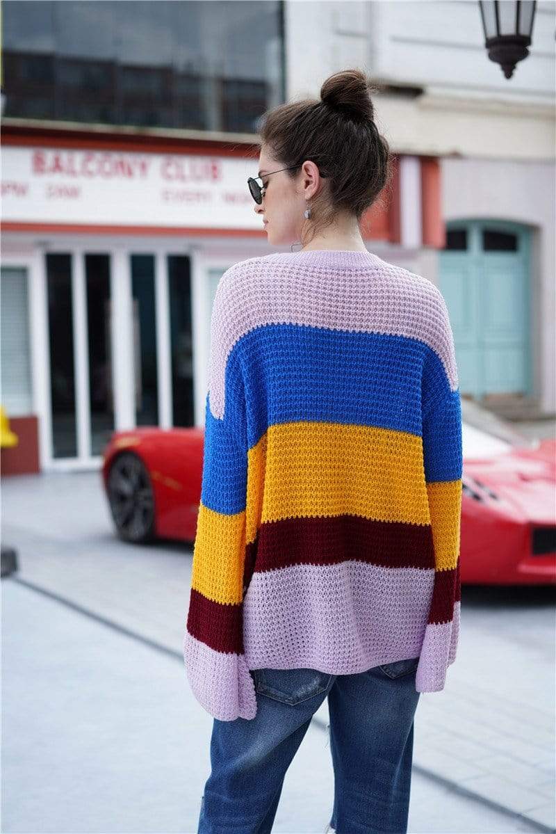 Striped Color Block Light Knit Sweater