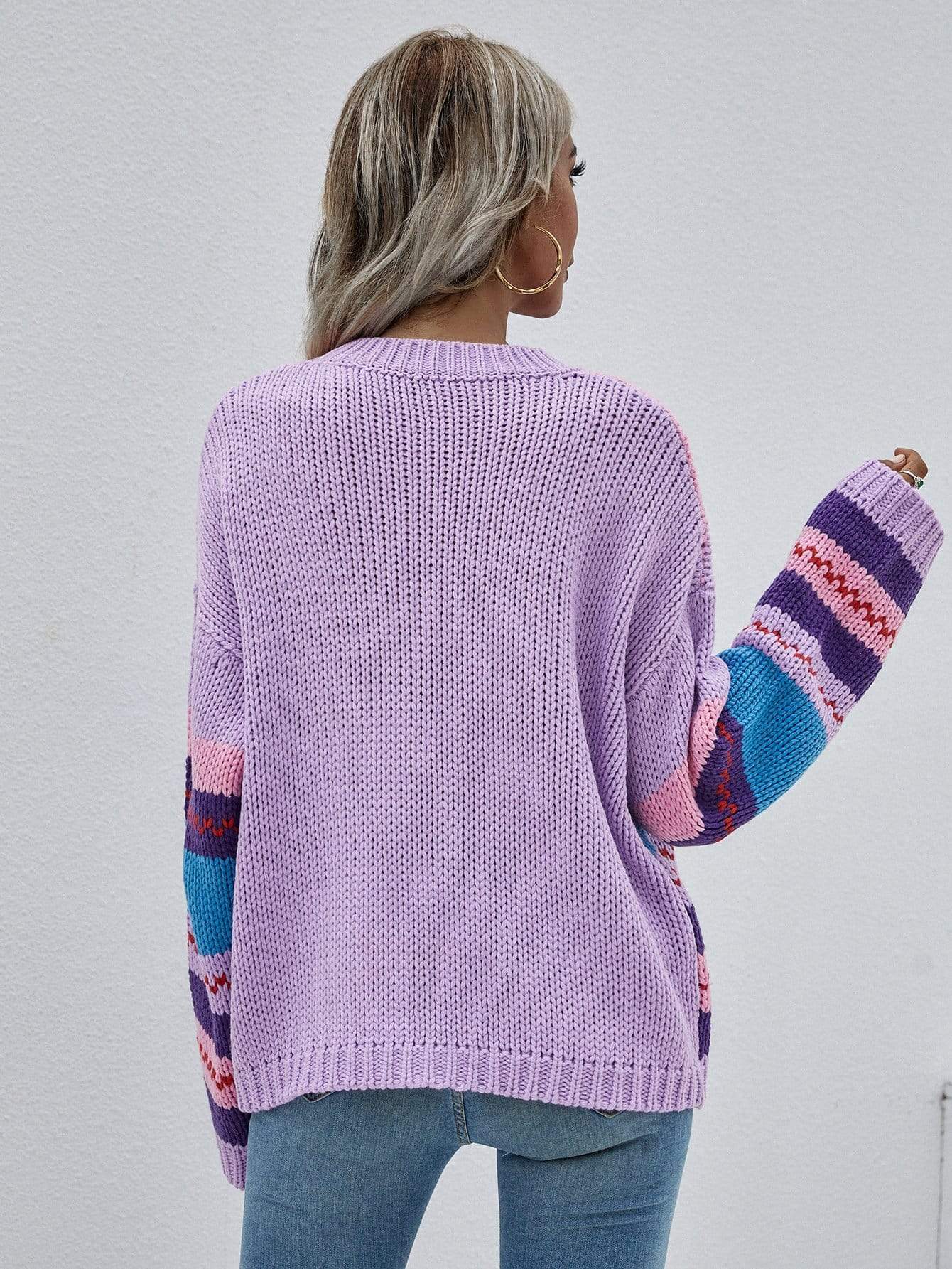 Striped Knitted Long Sleeve Sweater