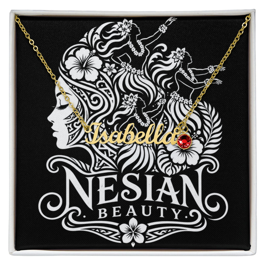 Custom Name Necklace with Birthstone