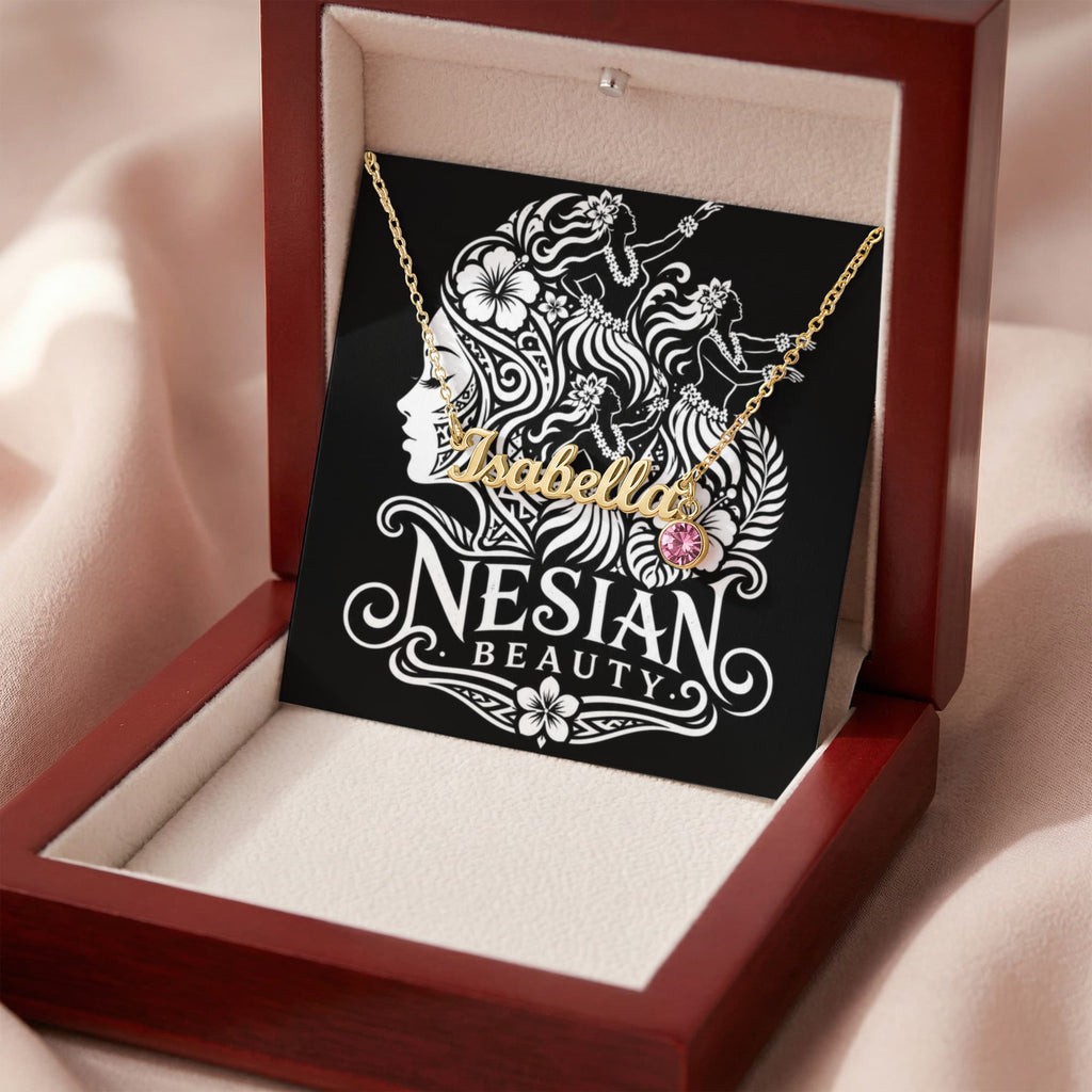 Custom Name Necklace with Birthstone
